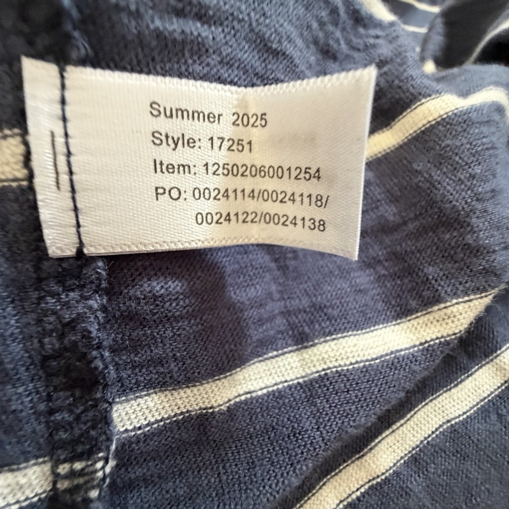 Marine Layer Sadie M Vintage Slub Maxi Dress Navy Stripe Coastal Nautical Beach - Picture 6 of 8